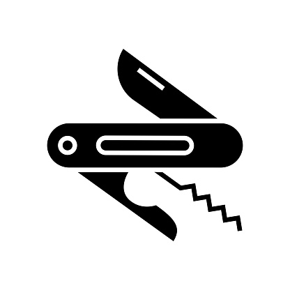 Pocket Knife Icon Solid Style. Vector Icon Design Element for Web Page, Mobile App, UI, UX Design