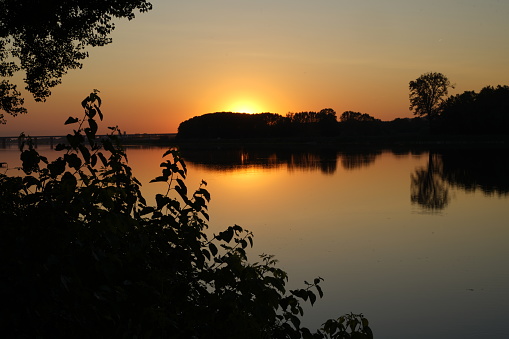 Sunset on tunca river in edirne
