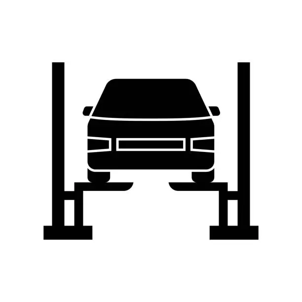 Vector illustration of Car Lift Icon Solid Style. Vector Icon Design Element for Web Page, Mobile App, UI, UX Design