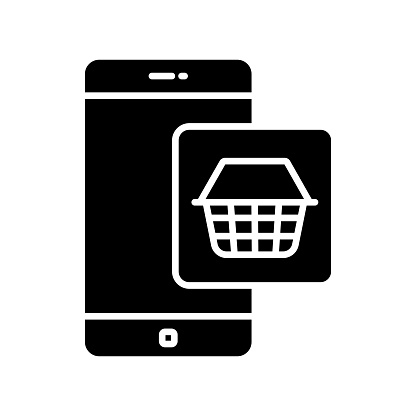 Mobile Shopping Icon Solid Style. Vector Icon Design Element for Web Page, Mobile App, UI, UX Design