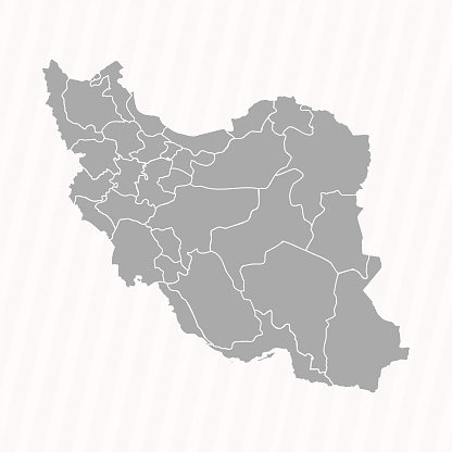 Detailed Map Of Iran With States And Cities Stock Illustration