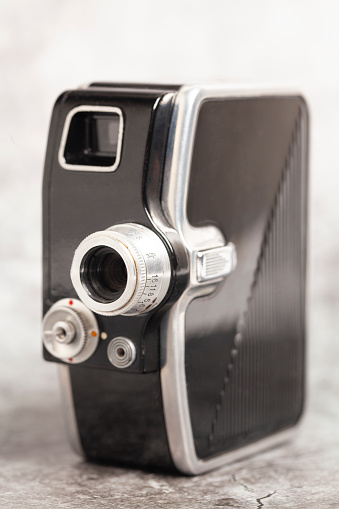 Vintage rangefinder camera over white background