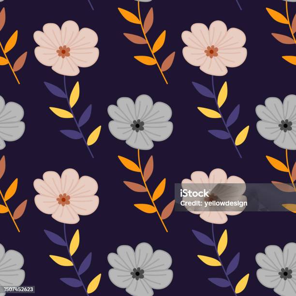 Stylised Flower Patterns Simple Stylized Flower Seamless Pattern Decorative Naive Botanical ...