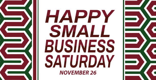 illustrazioni stock, clip art, cartoni animati e icone di tendenza di happy small business saturday è un'iniziativa di marketing del marchio di carte di credito american express per incoraggiare lo shopping natalizio il sabato. illustrazione di sfondo - individuality business white background opportunity