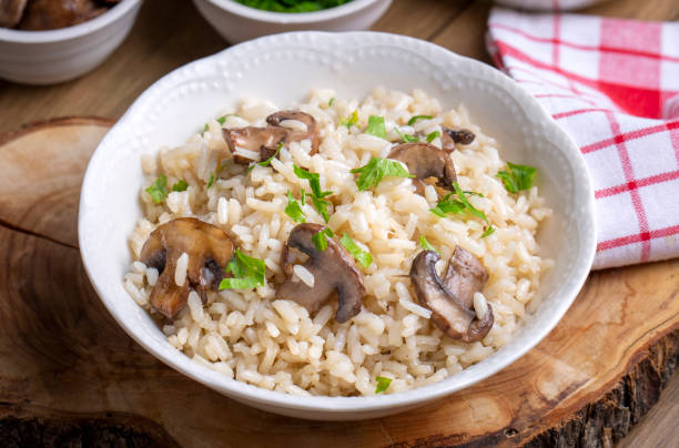 istock Mushroom rice pilaf, Turkish name; Mantarli pirinc pilavi. 1507473552