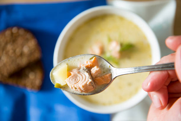 A bowl of Finnish fish soup Lohikeitto