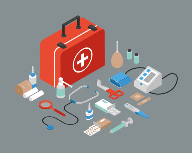 First Aid Kit Isometric Vector vector art illustration