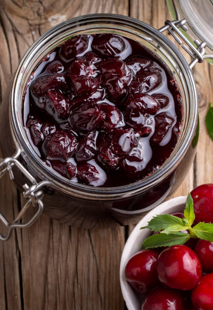 istock Jars with freshly homemade cherry jam, sour cherry jam, Turkish name; Visne receli 1507534627