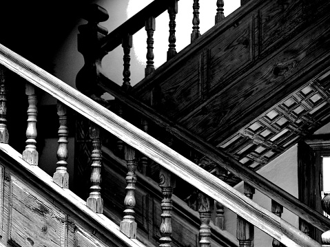 An elegant stairwell in a Vienna building. 