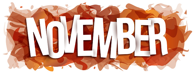 ''November'' sign on the liquid abstract background. Creative banner or header for a website. Design elements for print assets, events, and advertising that can be used for autumn assets.