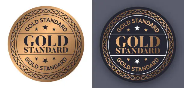 Vector illustration of Gold Standard Badge Award Circle Design Element