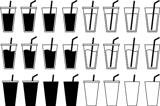 monochrome vector illustration set of juice