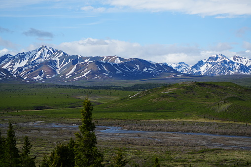 Mountain range and valley in Denali national park