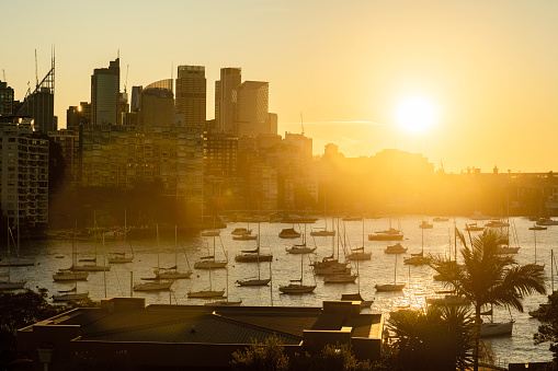 A beautiful view of a sunset at  Darling Point, Sydney, Australia