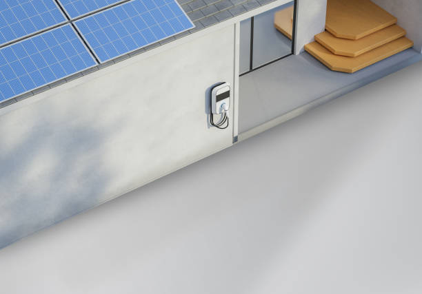 istock Solar panel on roof generate electricity for home garage with ev charger 1507964765