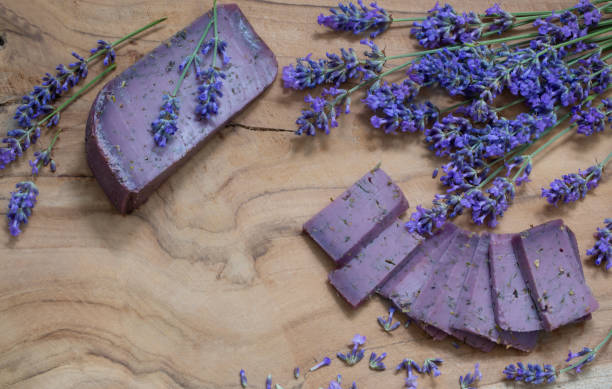 istock lavender cheese with flowers on wooden background 1507968683