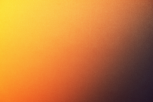 Fiery yellow burnt orange copper red brown gray black abstract background. Color gradient, ombre. Rough grainy noise grungy texture. Glow light shine. Template. Empty space. Autumn, halloween.Colorful.