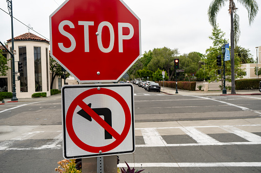 Stop and no turn sign