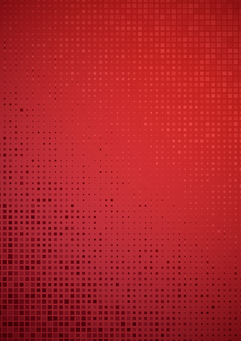 Red background vector illustration with halftone squares pattern