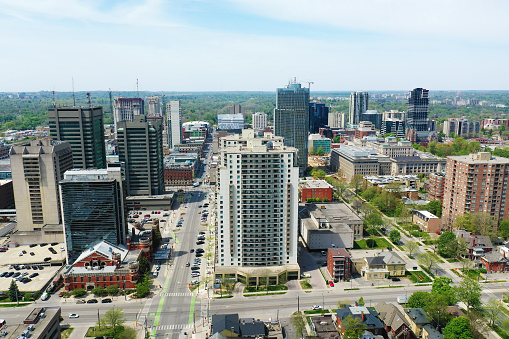 An aerial of London, Ontario, Canada on fine day