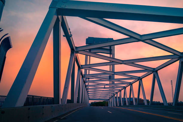 istock Abstract geometry of an old metal bridge at sunset 1508185765