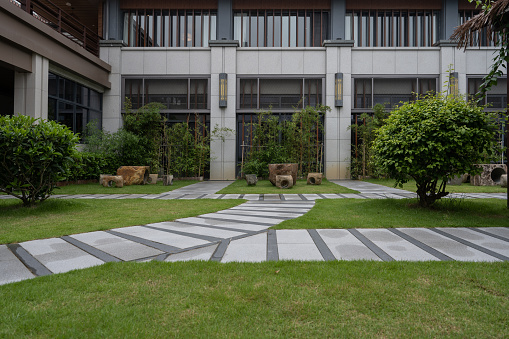 The Stone Path of a Garden Hotel