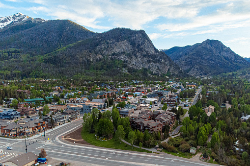 An Elevated View of Main Street and Summit Blvd in Frisco Colorado