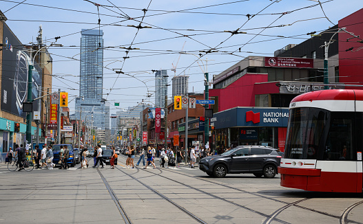 Toronto, Canada - July 1st, 2023:Chinatown in Toronto is one of the largest and most vibrant Chinatowns in North America. This neighborhood is a cultural hub that showcases the rich heritage and traditions of the Chinese community in Toronto.