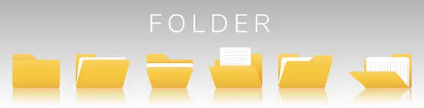 Vector illustration of Set of Folder design elements, Folder icon, Vector and Illustration.