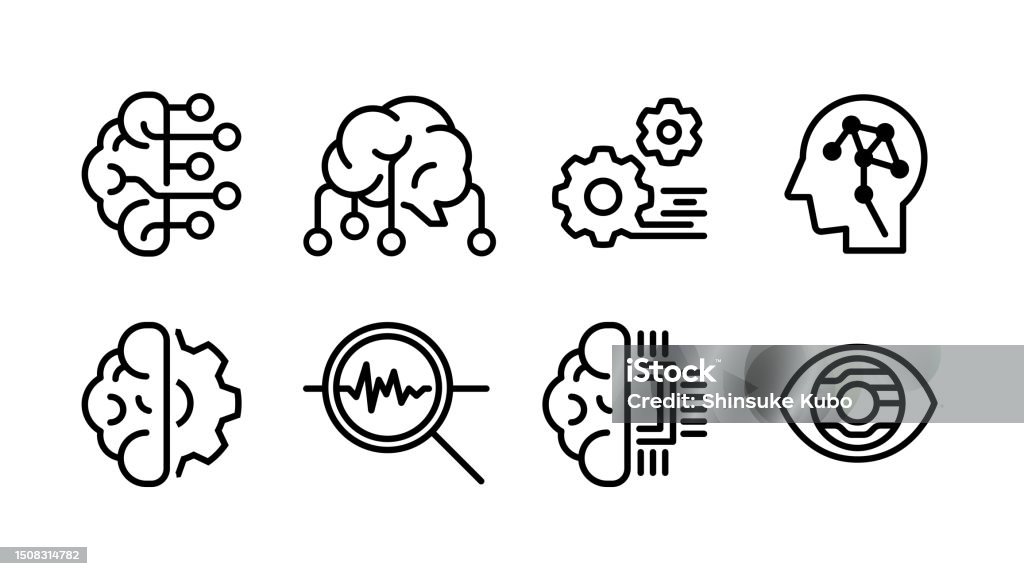 AI, Artificial Intelligence, Analysis Icon Set Variable line width - Royalty-free Símbolo de ícone arte vetorial AI, Artificial Intelligence, Analysis Icon Set Variable line width - Royalty-free Símbolo de ícone arte vetorial