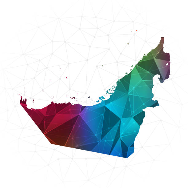 United Arab Emirates Map - Abstract polygon vector illustration low poly colorful style gradient graphic United Arab Emirates Map - Abstract polygon vector illustration low poly colorful style gradient graphic on white background united arab emirates flag map stock illustrations
