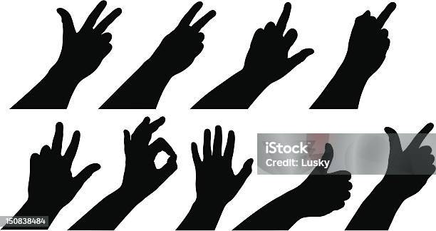 Рука Тени — стоковая векторная графика и другие изображения на тему Силуэт - Силуэт, Указывать, 'Номер один' знак пальцем