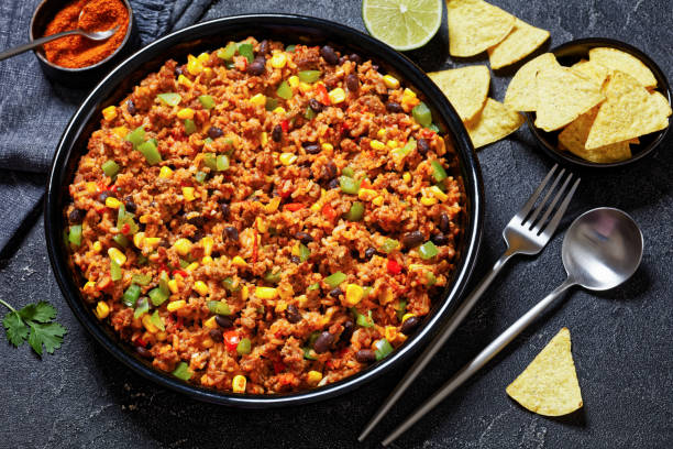 istock Mexican ground beef casserole with rice, beans 1508388558