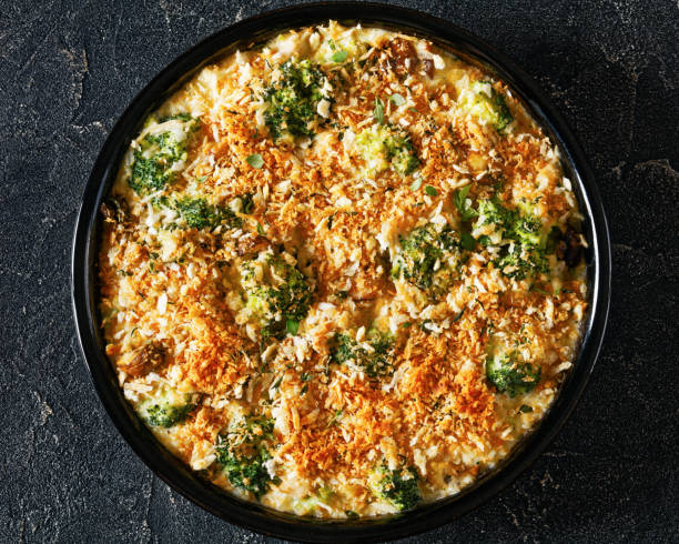 istock tasty Chicken Broccoli mushroom Casserole on dish 1508392986