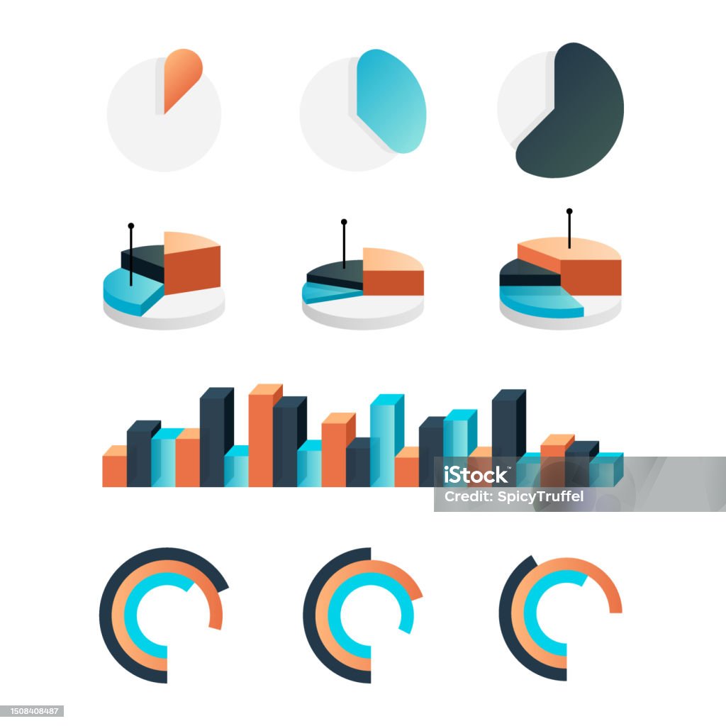 Graphic Charts Infographic Statistic Bars And Circle Diagrams For Data ...
