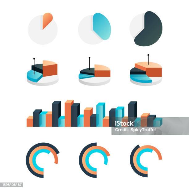 Graphic Charts Infographic Statistic Bars And Circle Diagrams For Data ...
