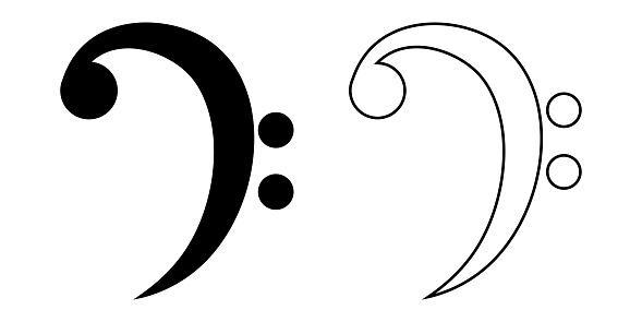 bass clef icon set isolated on white background