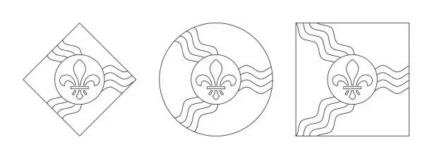 Vector illustration of saint louis city flag outline set. vector illustration isolated on white background