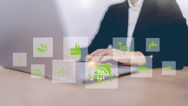istock Reduce CO2 emission concept. Businessman using laptop for working technology Net zero and Carbon neutrality, green business and development based on renewable energy. Climate Change, Global Warming, 1508450562