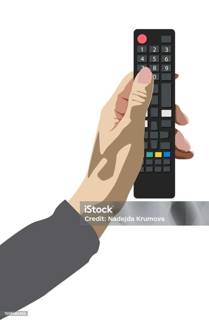 Hand Remote Overlay Hand Holding Remote Control Isolated On White Background Stock ...