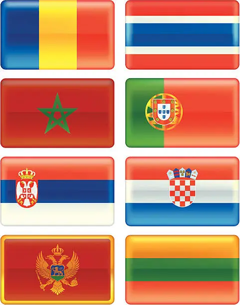 Vector illustration of Aqua flags set 5