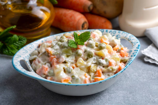 istock Russian salad, Olivier salad with mayonnaise and egg served (Turkish name; Rus salatasi) 1508515810