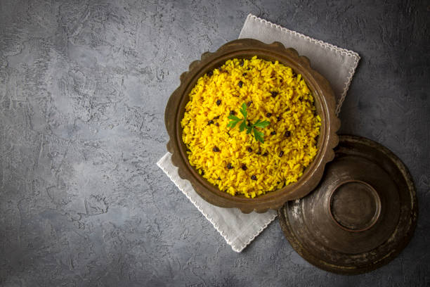 istock Turmeric Rice Pilaf. Rice made with turmeric and currants. Turkish name; Zerdecalli pirinc pilavi 1508531777