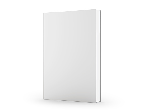 Vertical book cover mockup isolated on white background