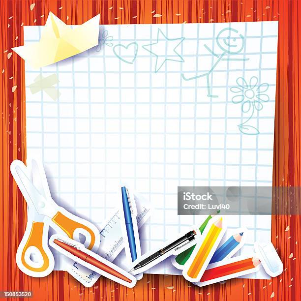 School Background With Paper Stock Illustration - Download Image Now - Abstract, Art, Art And Craft
