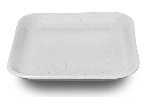 istock Grey square ceramics plate isolated on white background. 1508545937