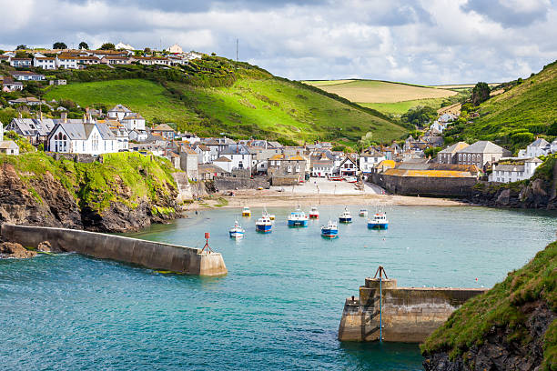 The seaside town of Port Isaac fishing village of Port Isaac, on the North Cornwall Coast, England UK fishing village photos stock pictures, royalty-free photos & images