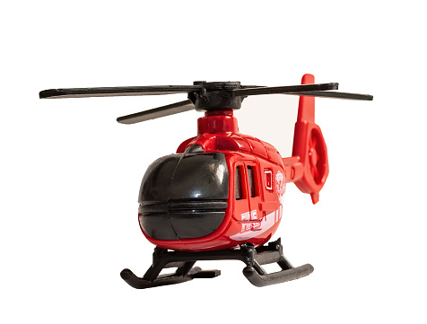 Toy firefighter helicopter , isolated on blank background. Graphic resource