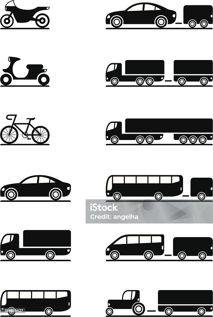 Road-Fahrzeuge Symbole - Lizenzfrei Anhänger Vektorgrafik