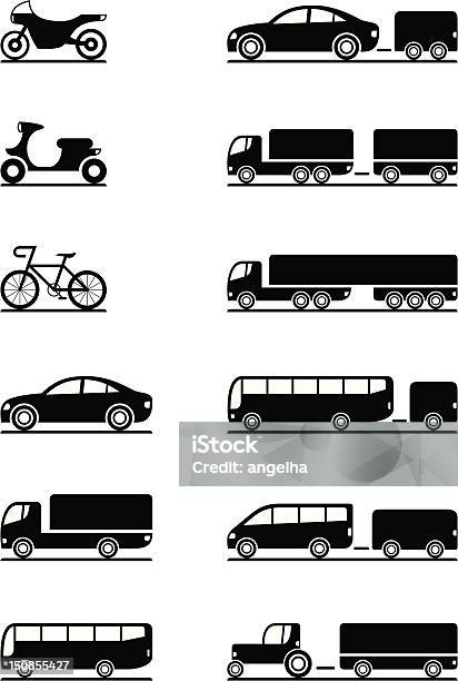 Roadfahrzeuge Symbole Stock Vektor Art und mehr Bilder von Anhänger - Anhänger, Ankunfts- und Abfahrtstafel, Auto